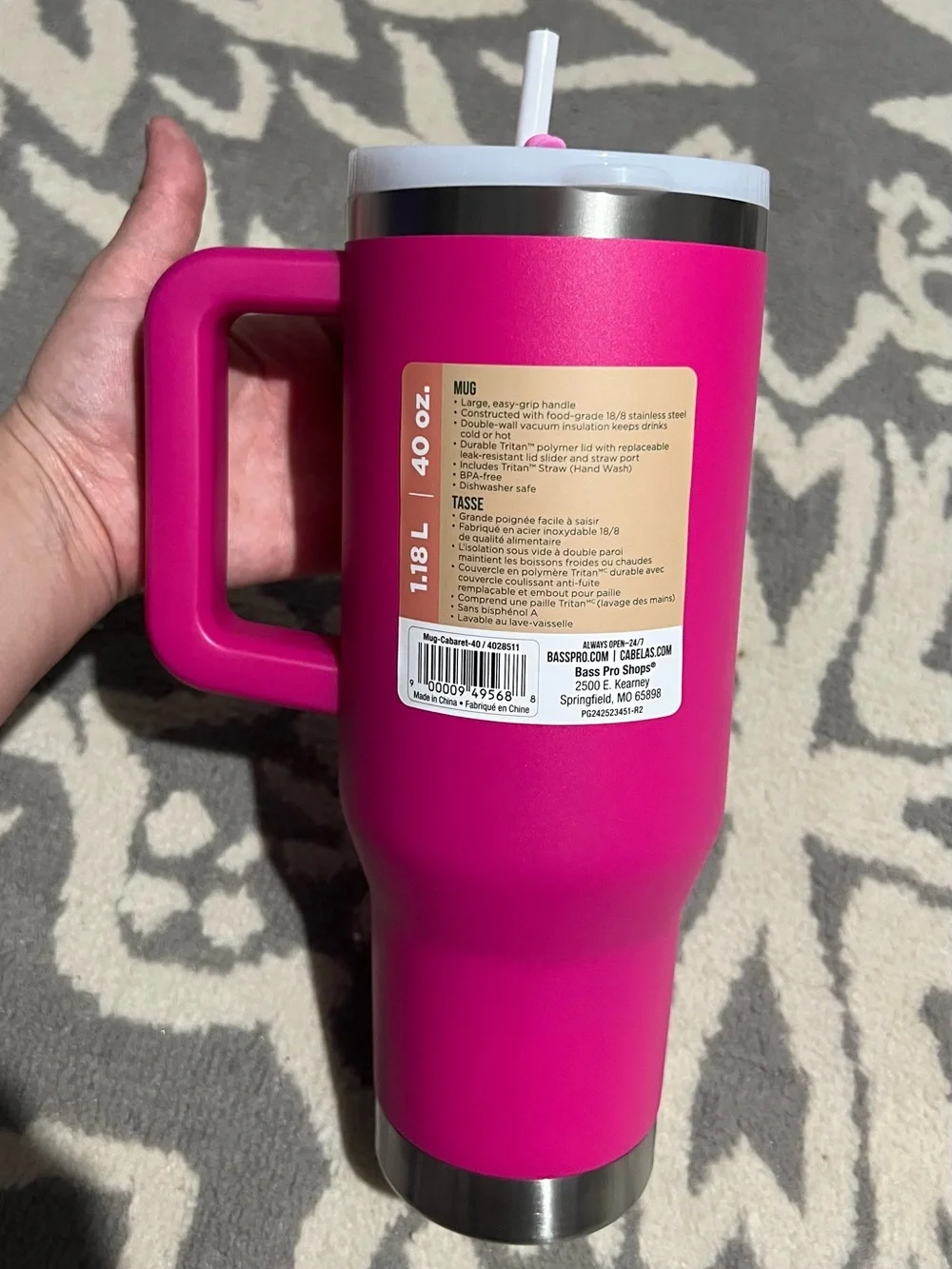 Bass Pro Shops Travel Mug Tumbler W/ Slider Lid & Straw
